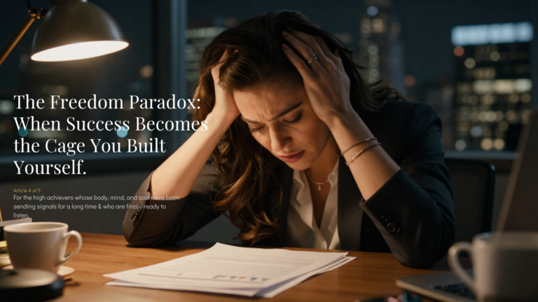 Woman realizing her health is taking a toll due to work.